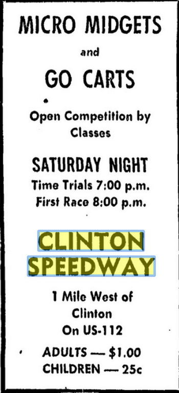 Clinton Race Track - May 1959 Ad